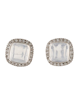 Syna 18K Gold Moon Quartz & Diamond Sugarloaf Earclip Earrings