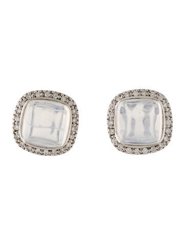 Syna Earclip 18K Gold Moon Quartz & Diamond Sugarloaf Earrings