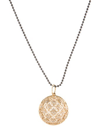 Syna Pendant Necklace 18K Quartz & Diamond Mogul Flower