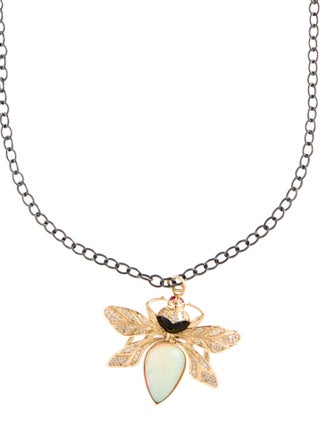 Syna 18K Opal, Ruby and Diamond Jardin Queen Bee Pendant Necklace