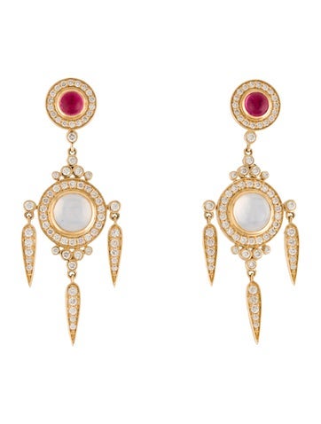 Syna Drop 18K Tourmaline, Quartz & Diamond Earrings