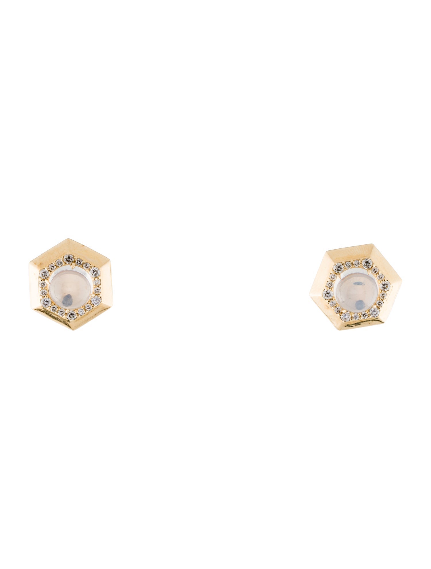 Syna 18K Quartz & Diamond Hexagon Stud Earrings