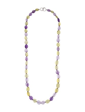 Syna 18K Amethyst, Lemon Quartz & Diamond Bead Strand Necklace