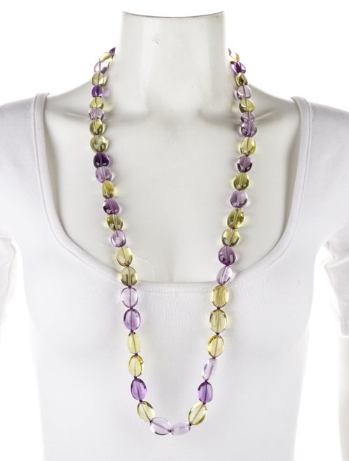 Syna 18K Amethyst, Lemon Quartz & Diamond Bead Strand Necklace