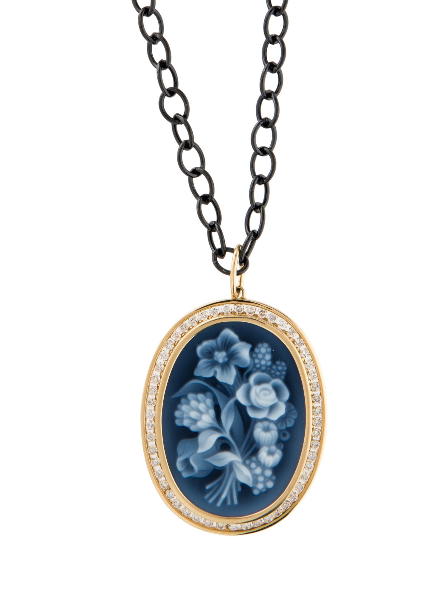 Syna Onyx Cameo & Diamond Pendant Necklace