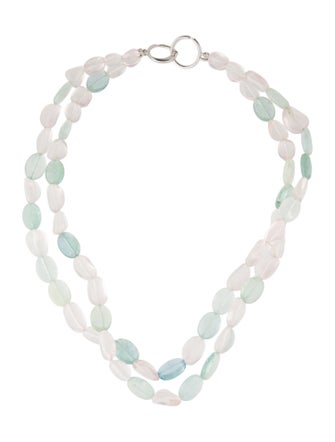 Syna 18K Aquamarine, Rose Quartz, & Diamond Multistrand Necklace