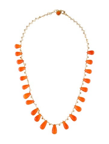 Syna Bead Strand 18K Carnelian & Diamond Necklace