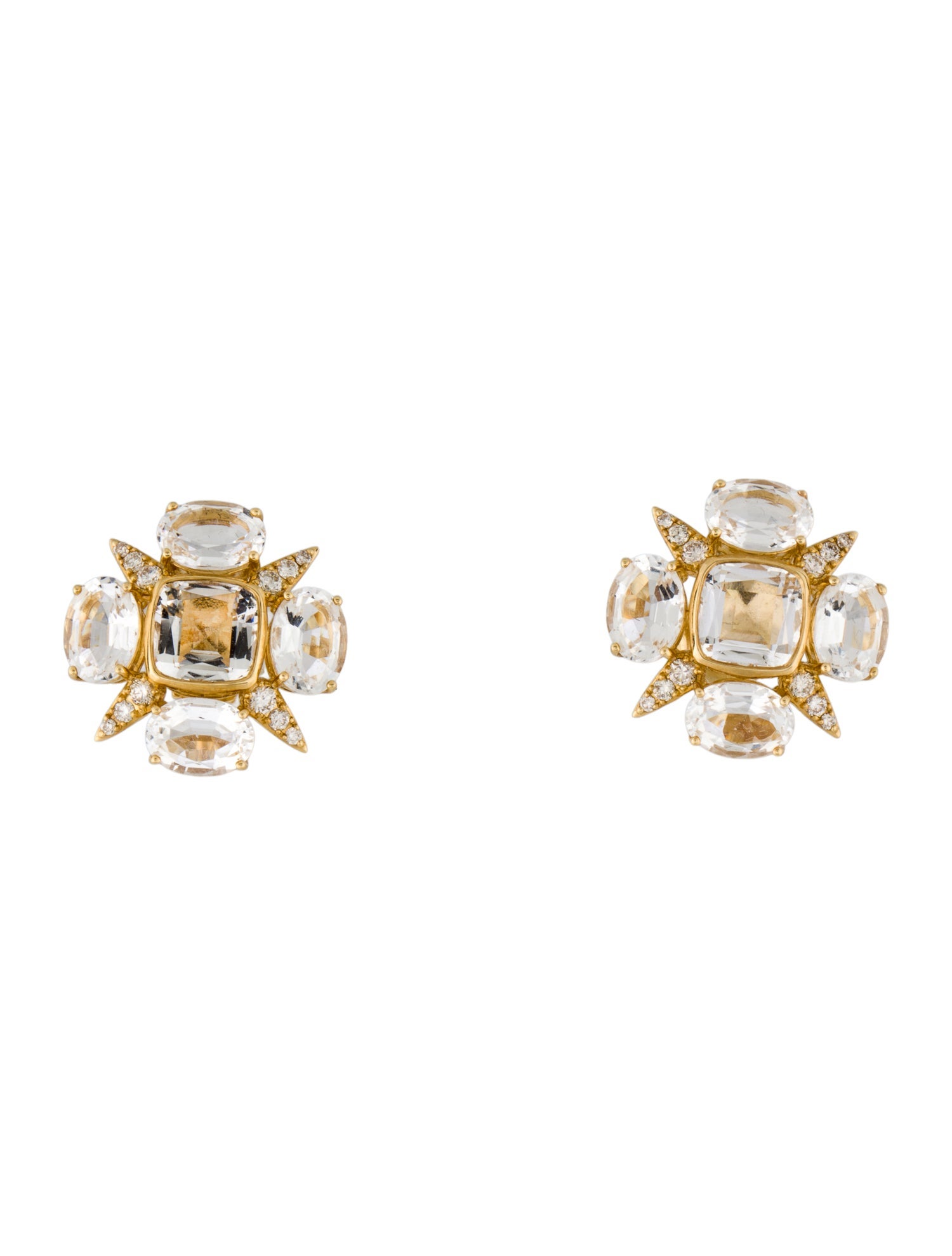 Syna 18K Quartz & Diamond Stud Earrings