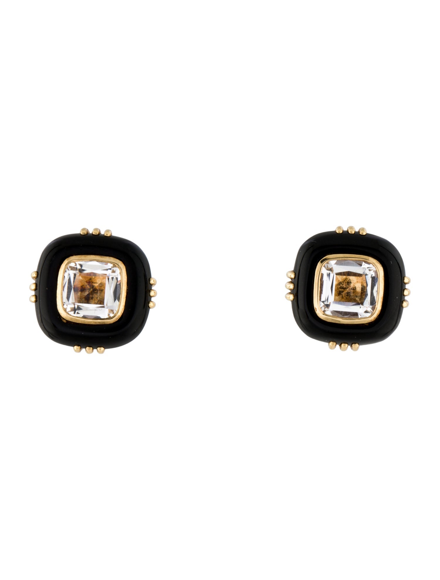 Syna 18K Quartz & Onyx Mogul Stud Earrings