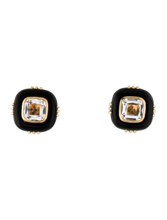 Syna 18K Quartz & Onyx Mogul Stud Earrings