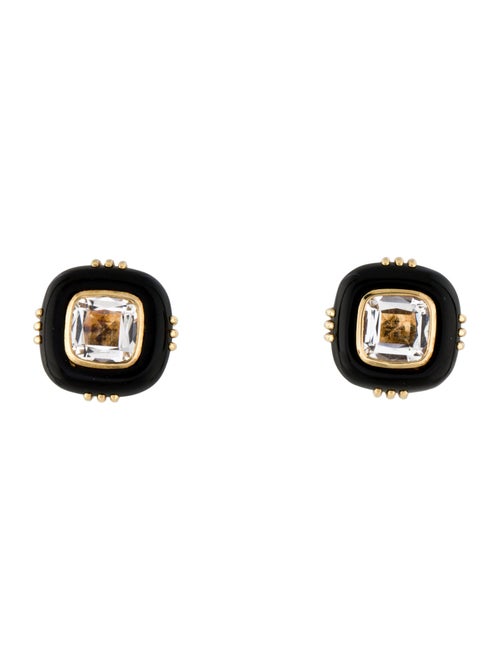 Syna 18K Quartz & Onyx Mogul Stud Earrings