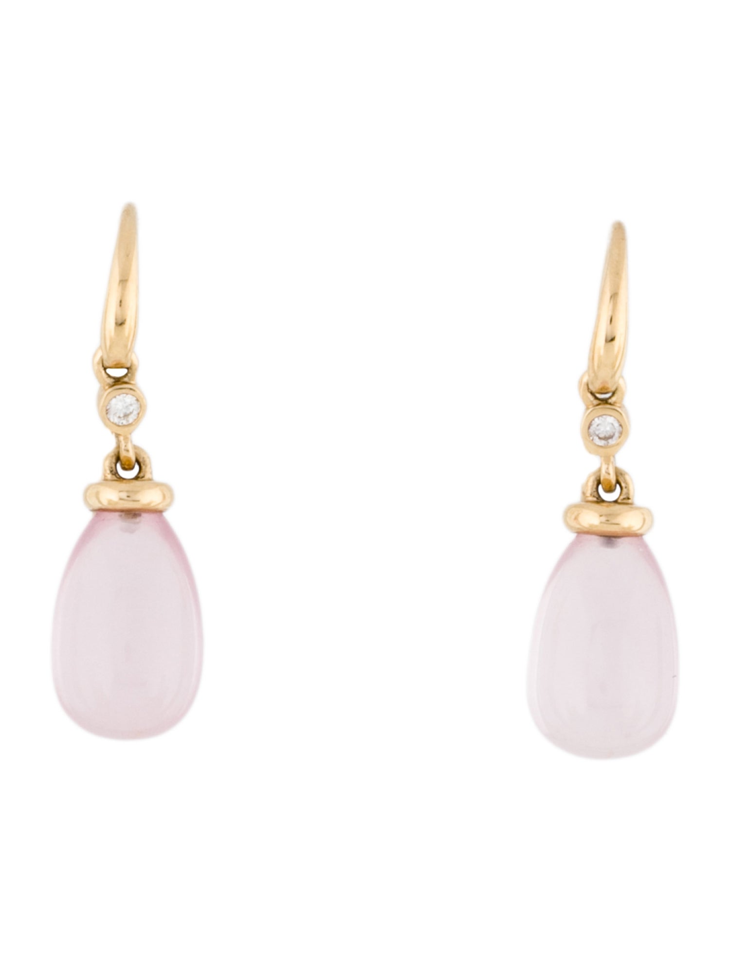 Syna 18K Rose Quartz & Diamond Drop Earrings