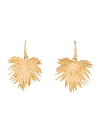 Syna 18K Diamond Jardin Palm Leaf Earrings