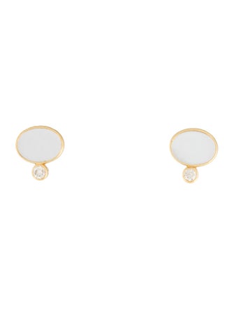 Syna 18K Mother of Pearl & Diamond Stud Earrings