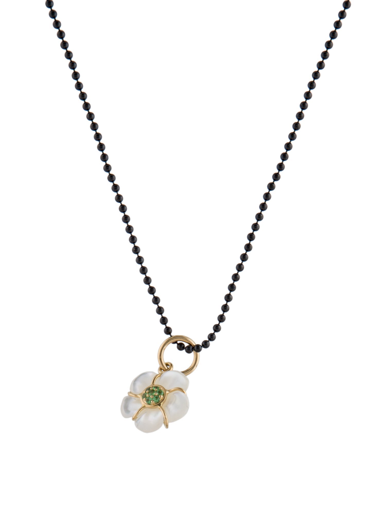 Syna Mother Of Pearl & Tsavorite Pendant Necklace