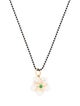 Syna Mother of Pearl & Tsavorite Garnet Flower Pendant Necklace