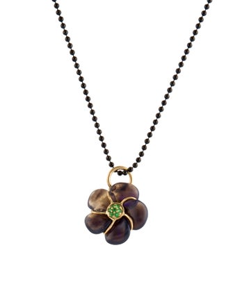 Syna Opal & Tsavorite Garnet Flower Pendant Necklace