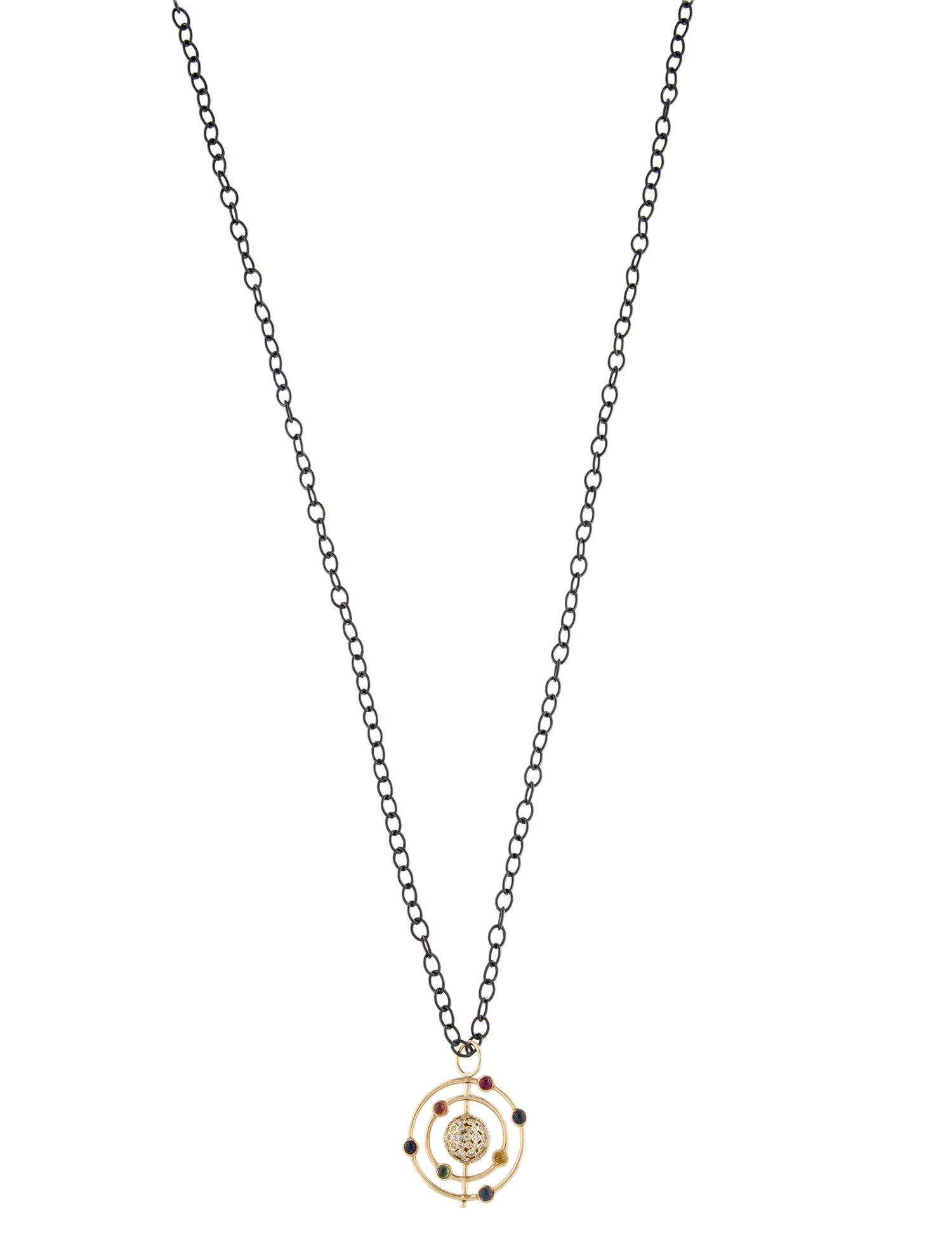 Syna Ruby, Sapphire & Diamond Cosmic Pendant Long Necklace