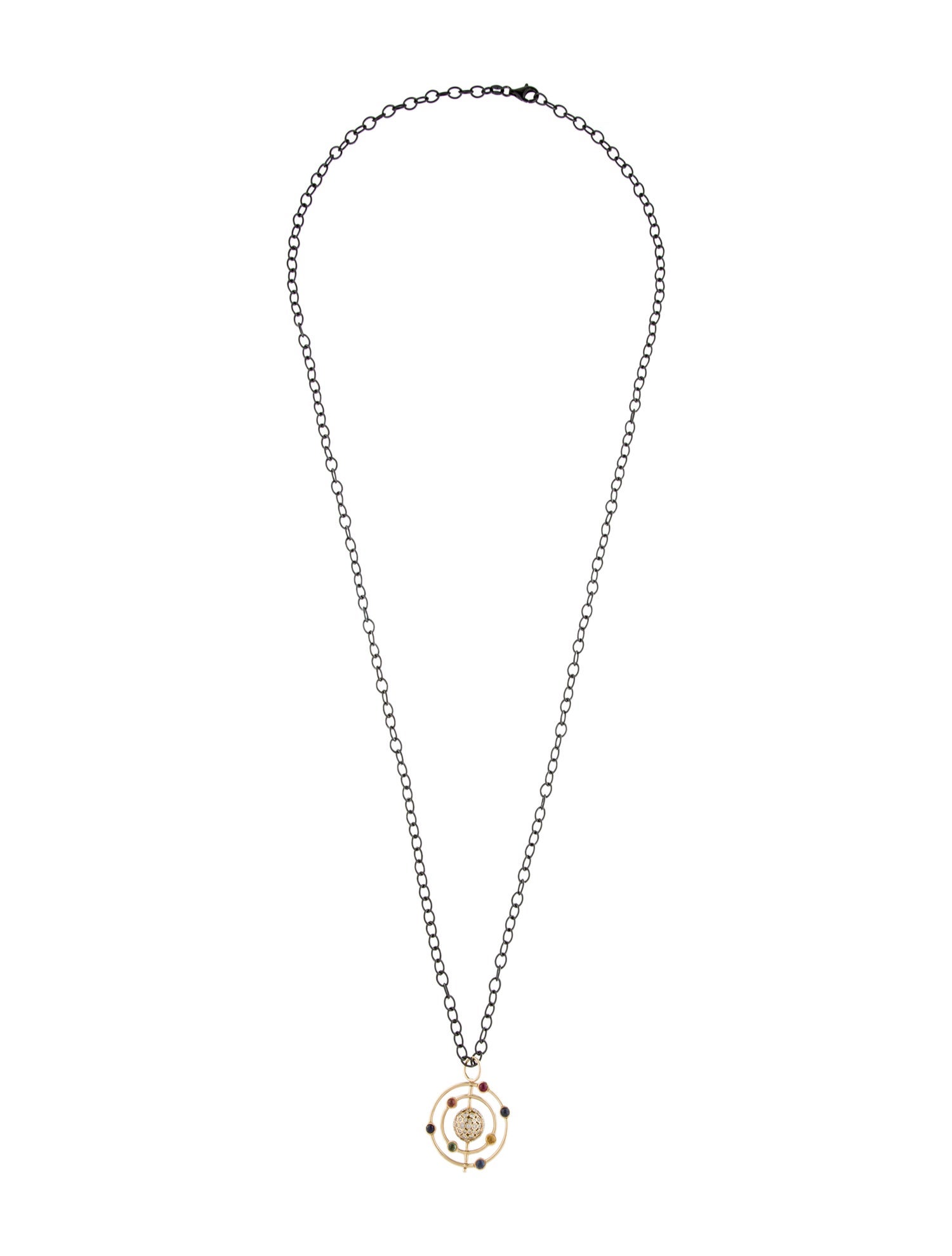 Syna Ruby, Sapphire & Diamond Cosmic Pendant Long Necklace