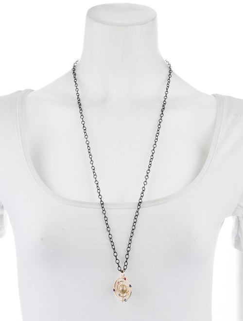Syna Ruby, Sapphire & Diamond Cosmic Pendant Long Necklace