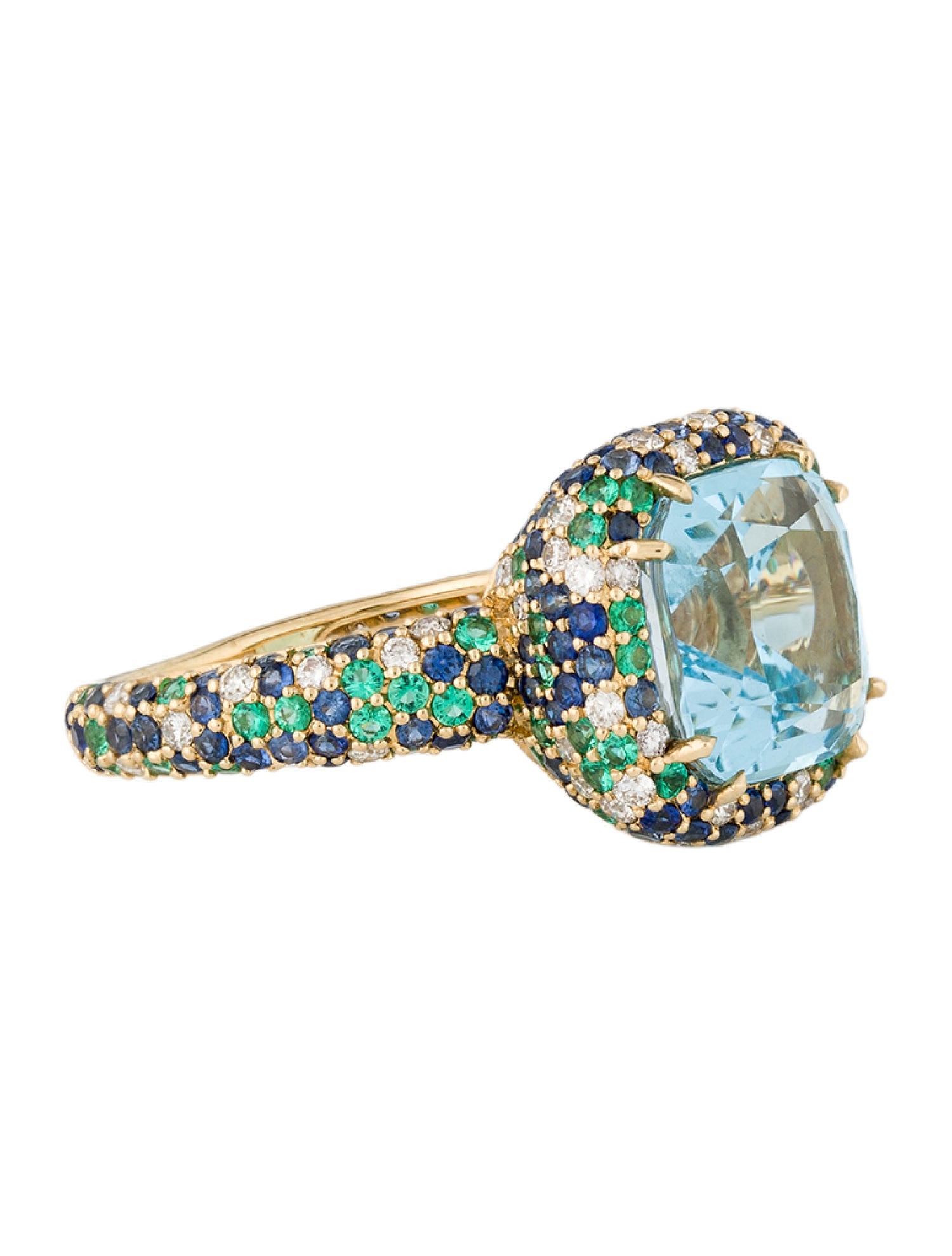 Syna 18K 5.50ct Topaz, Sapphire, Emerald & Diamond Cocktail Ring