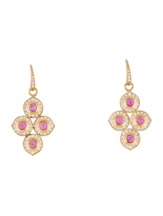 Syna 18K Rhodolite & Diamond Mogul Drop Earrings
