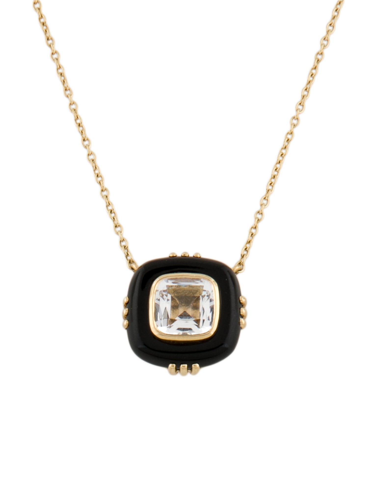 Syna 18K Quartz & Onyx Pendant Necklace