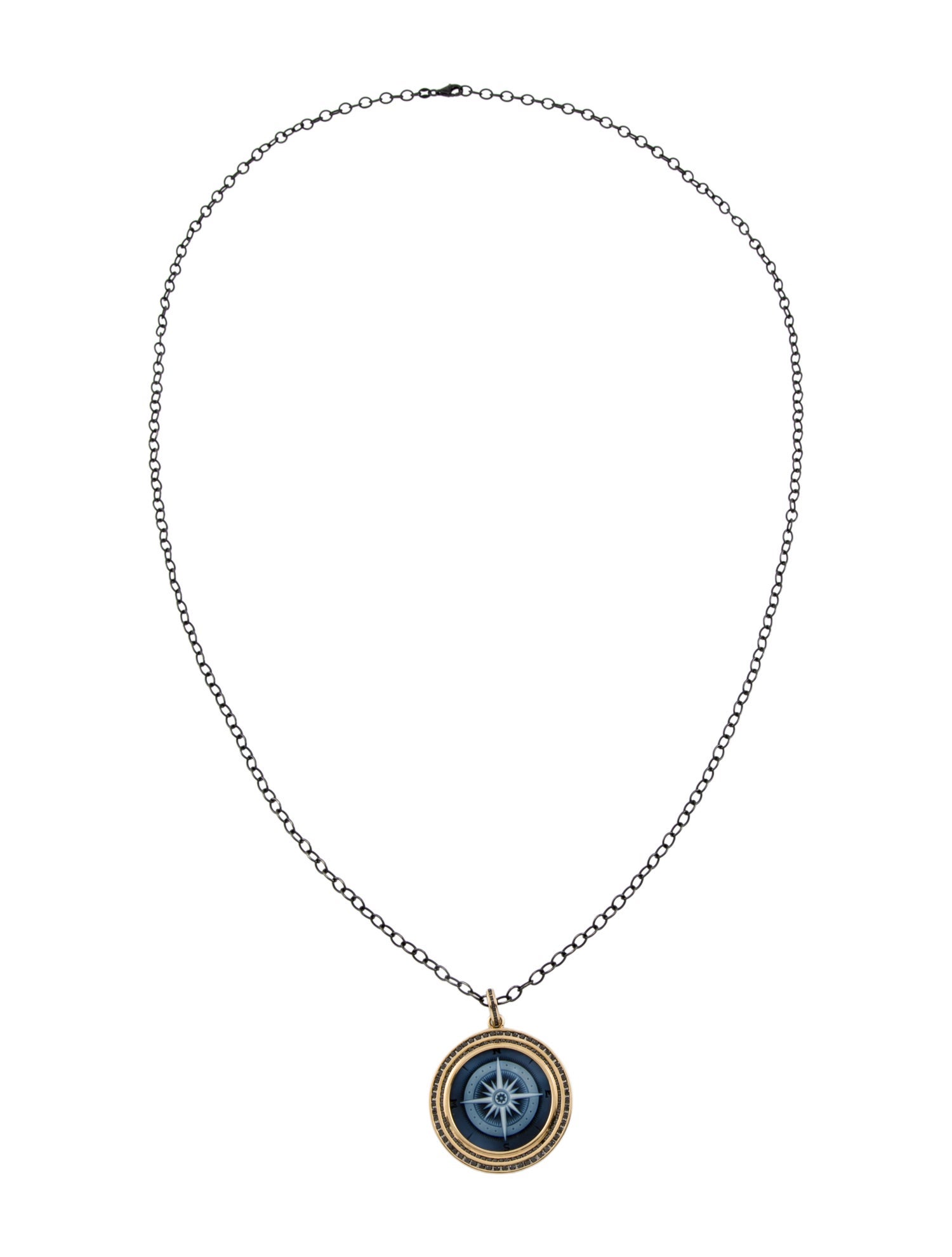 Syna Diamond Compass Cameo Pendant Necklace