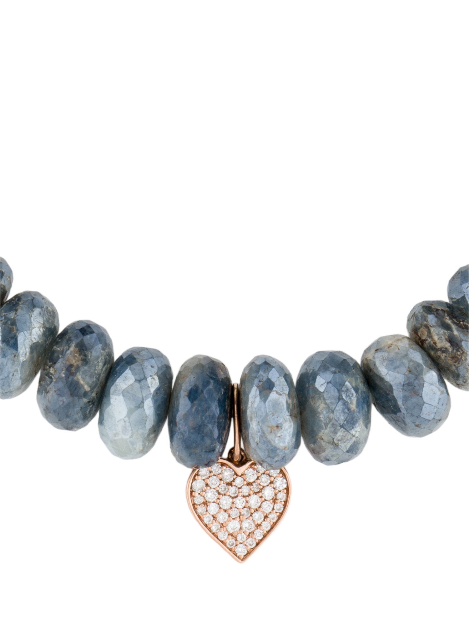 SYD by Sydney Evan 14K Coated Kyanite & Diamond Heart Bead Bracelet
