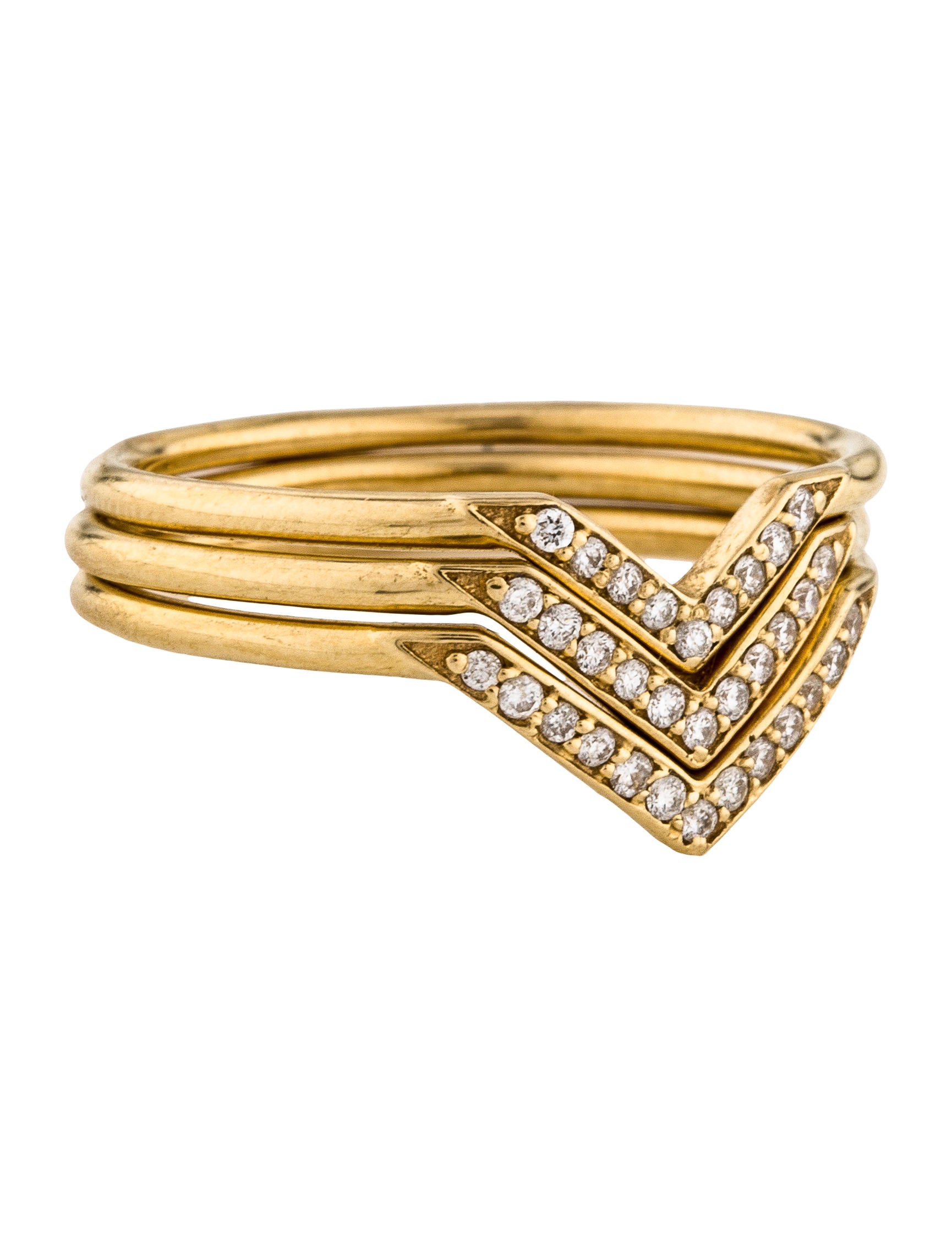 sydney evan 14k chevron stacking ring set of three - rings - sye