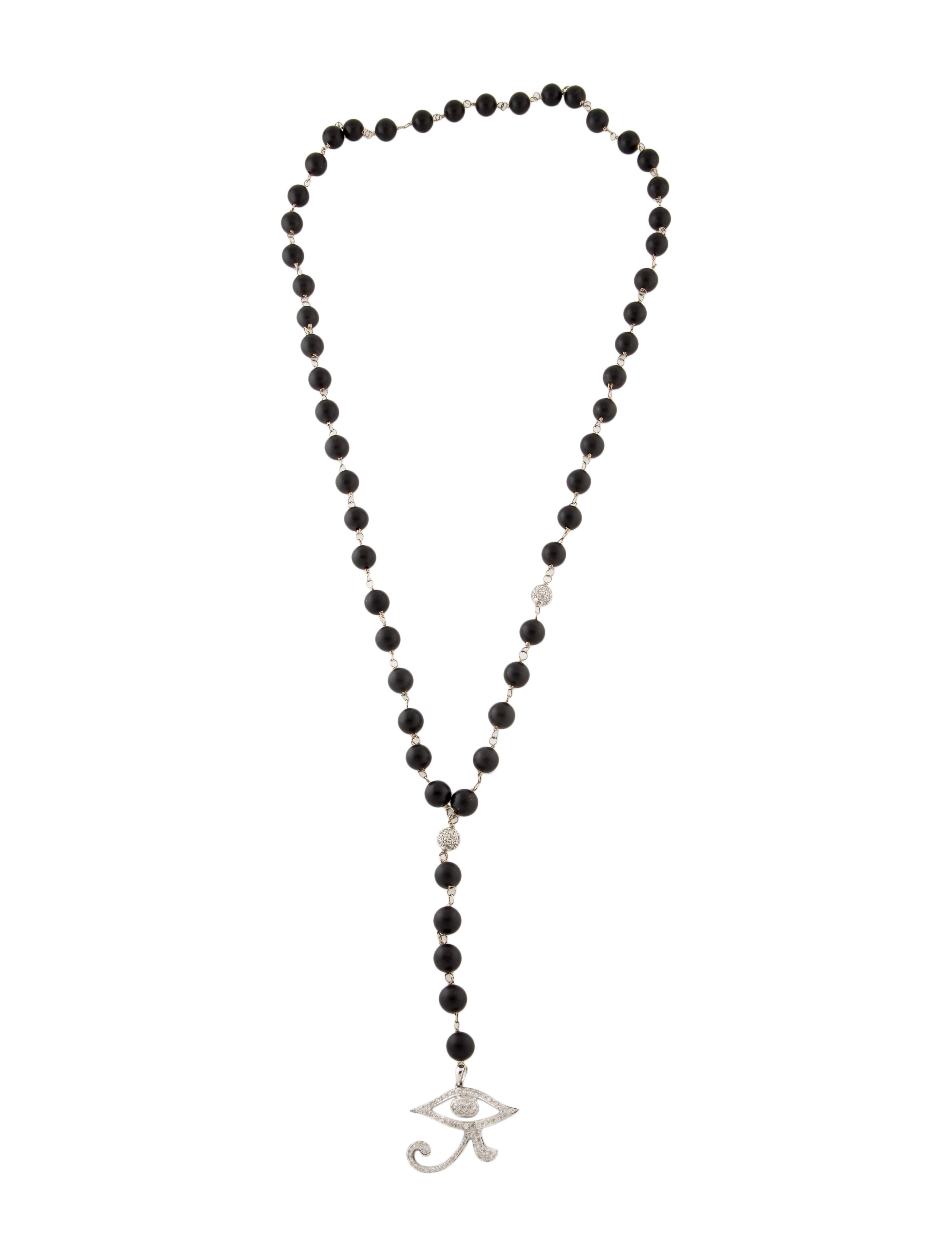 Sydney Evan 14K Onyx & Diamond Bead Lavalier Necklace