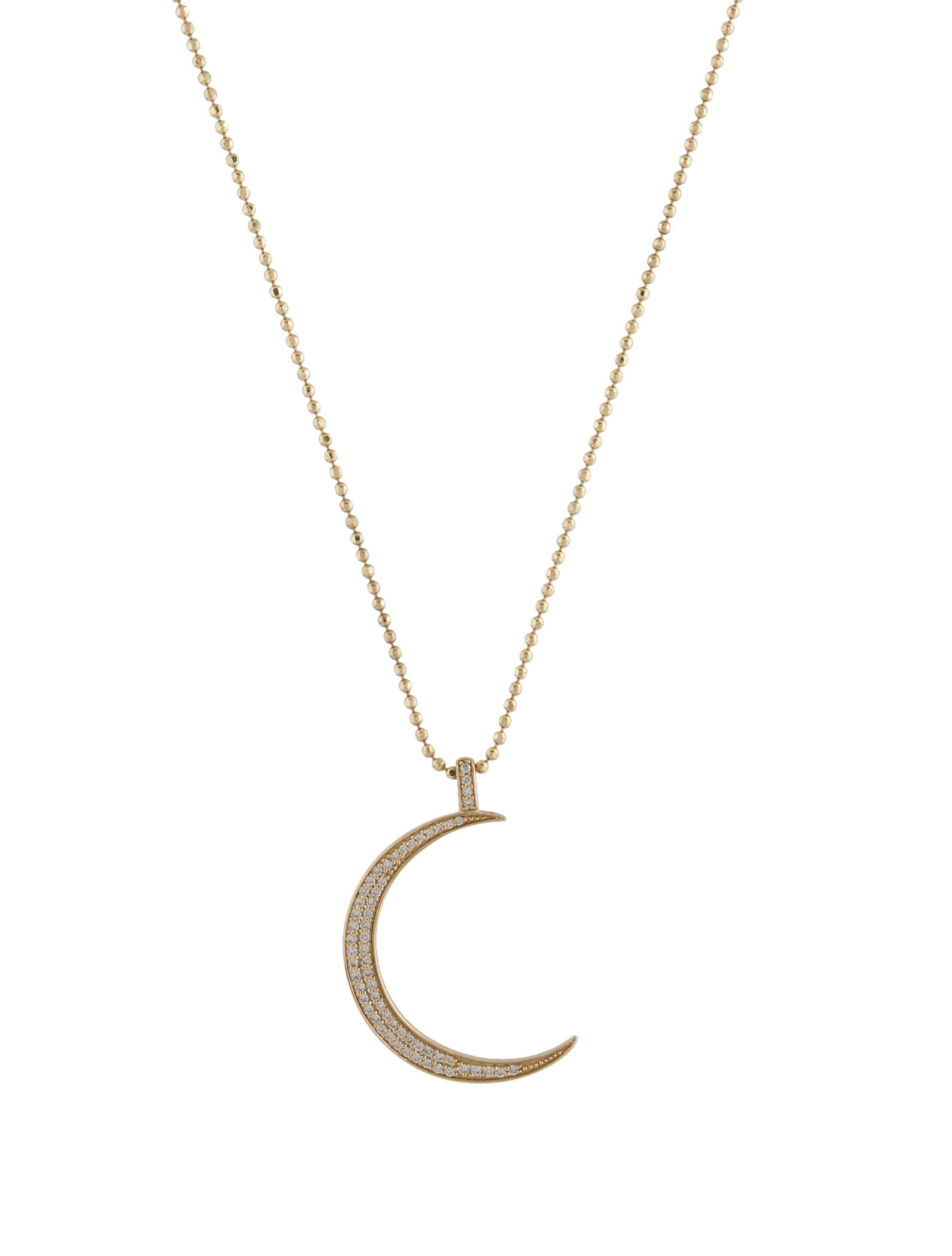 Sydney Evan 14K Diamond Moon Pendant Necklace 14K Yellow Gold Pendant