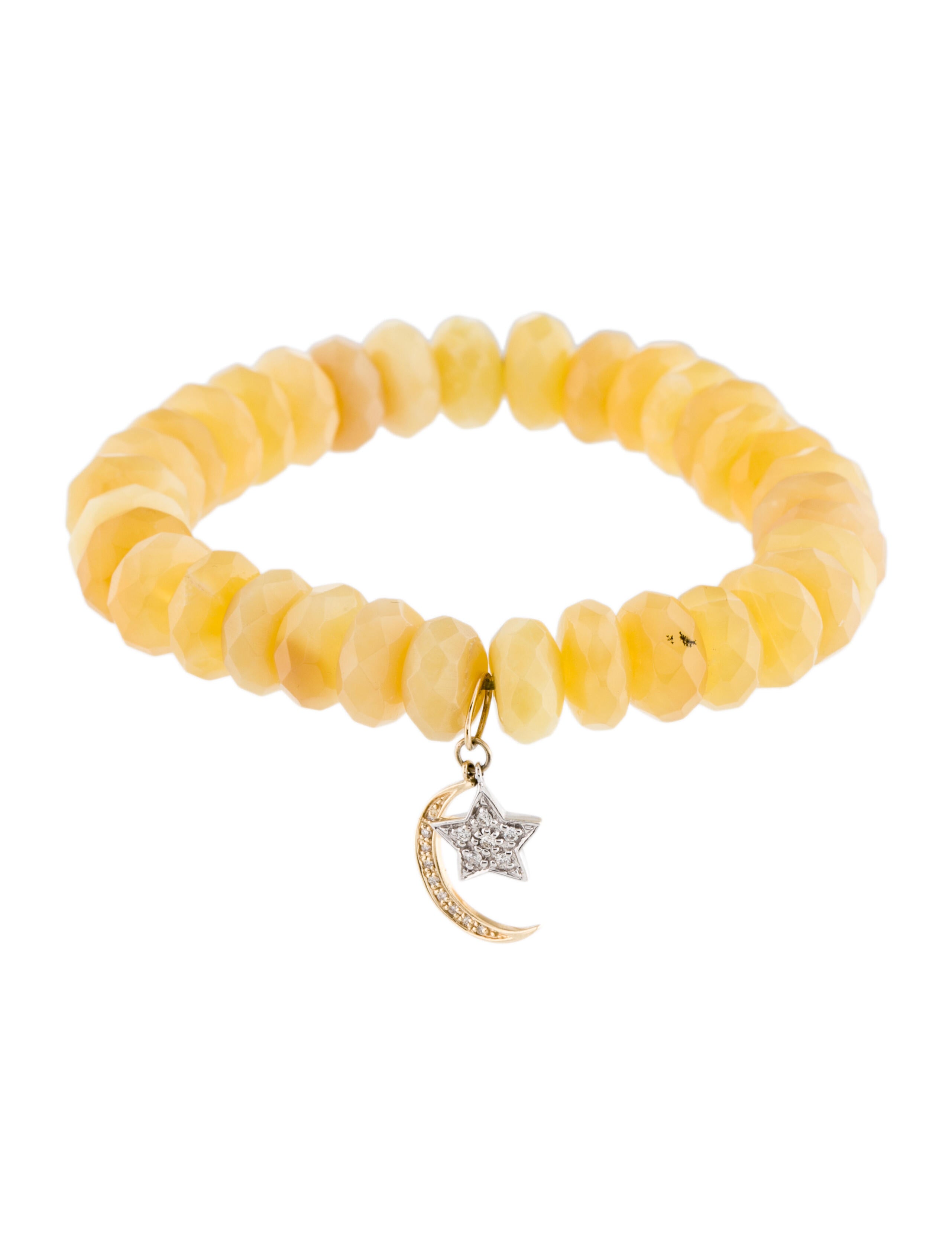 Sydney Evan 14K Diamond & Opal Moon & Star Beaded Bracelet 14K Yellow