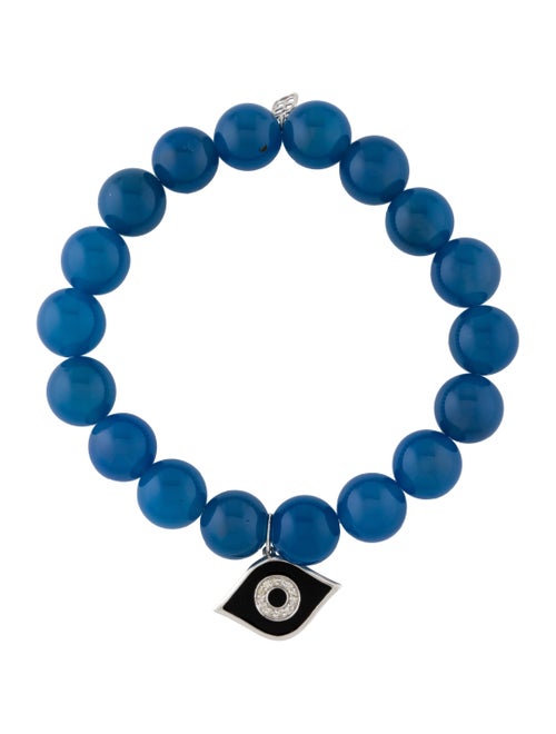 Sydney Evan 14K Amethyst, Diamond & Enamel Evil Eye Charm Bracelet