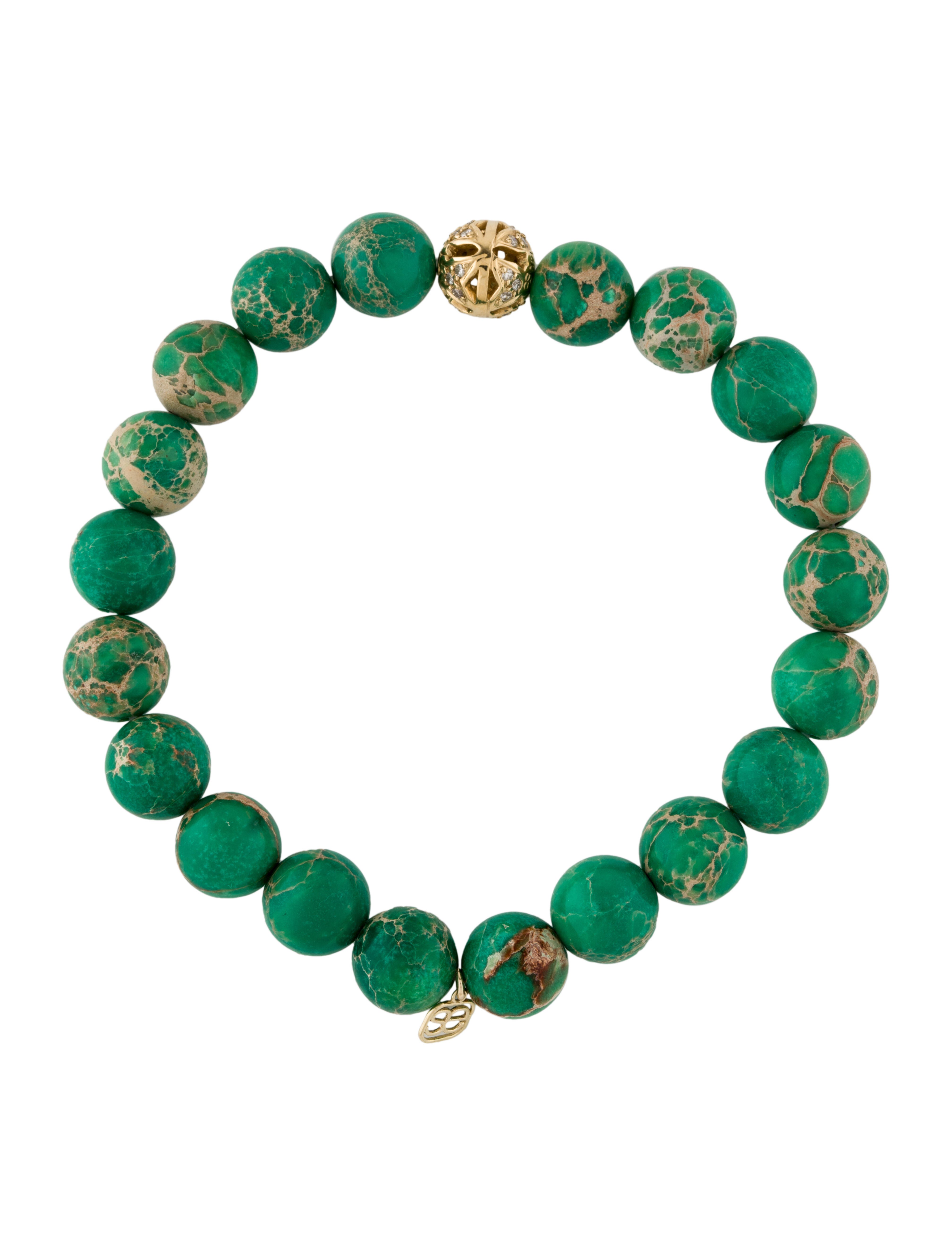 Sydney Evan 14K Jasper & Diamond Bead Bracelet 14K Yellow Gold Bead