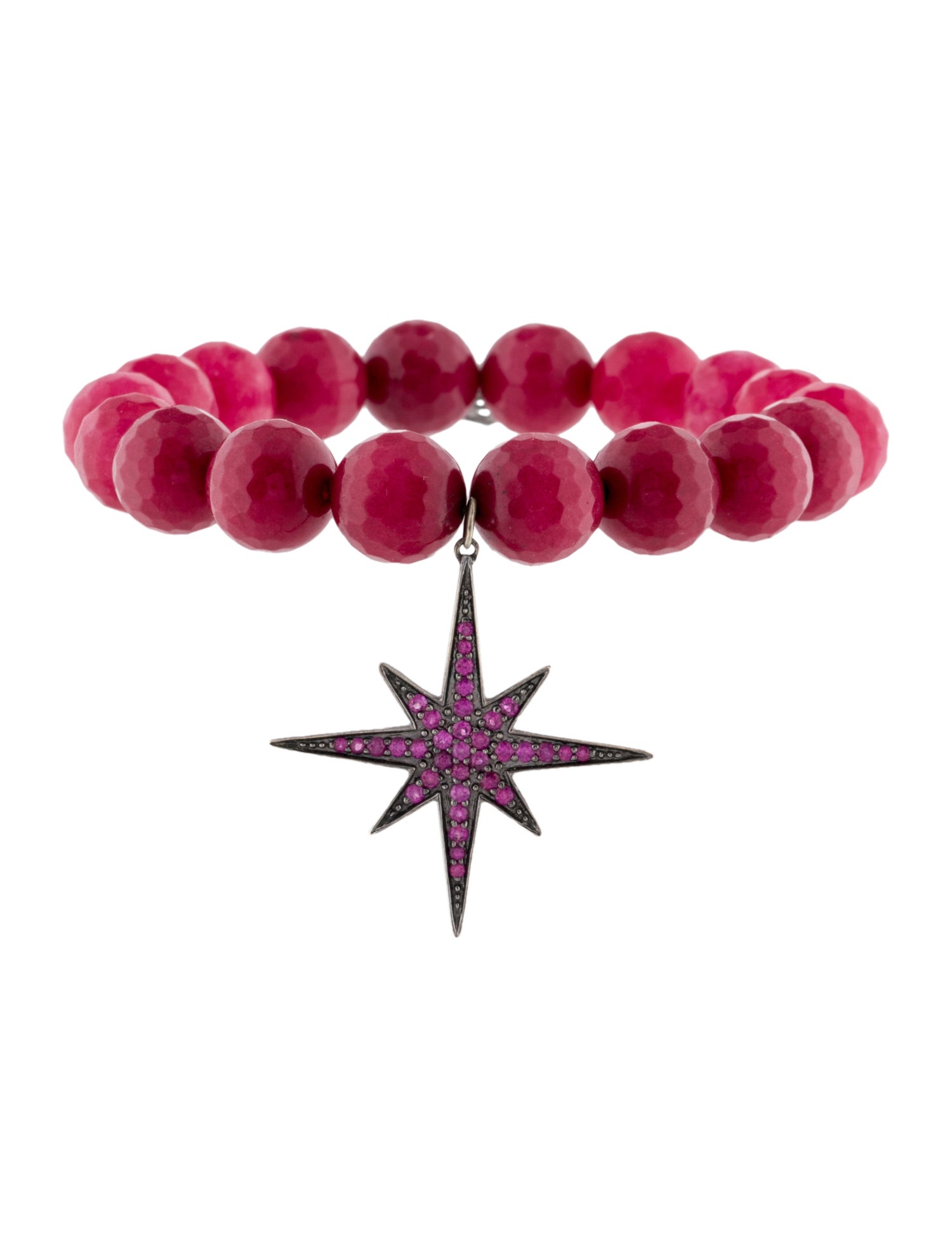 Sydney Evan 14K Dyed Quartzite & Ruby Charm Beaded Bracelet 14K Black