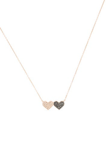 Sydney Evan Pendant Necklace 14K Diamond Double Heart