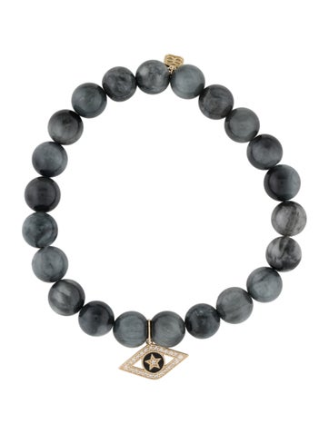 Sydney Evan Bead 14K Dyed Tiger's Eye & Diamond Bracelet