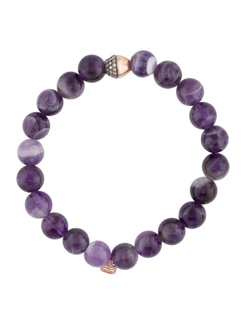 Sydney Evan 14K Amethyst & Diamond Bead Bracelet