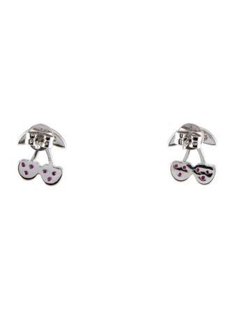 Sydney Evan 14K Ruby & Diamond Cherry Stud Earrings