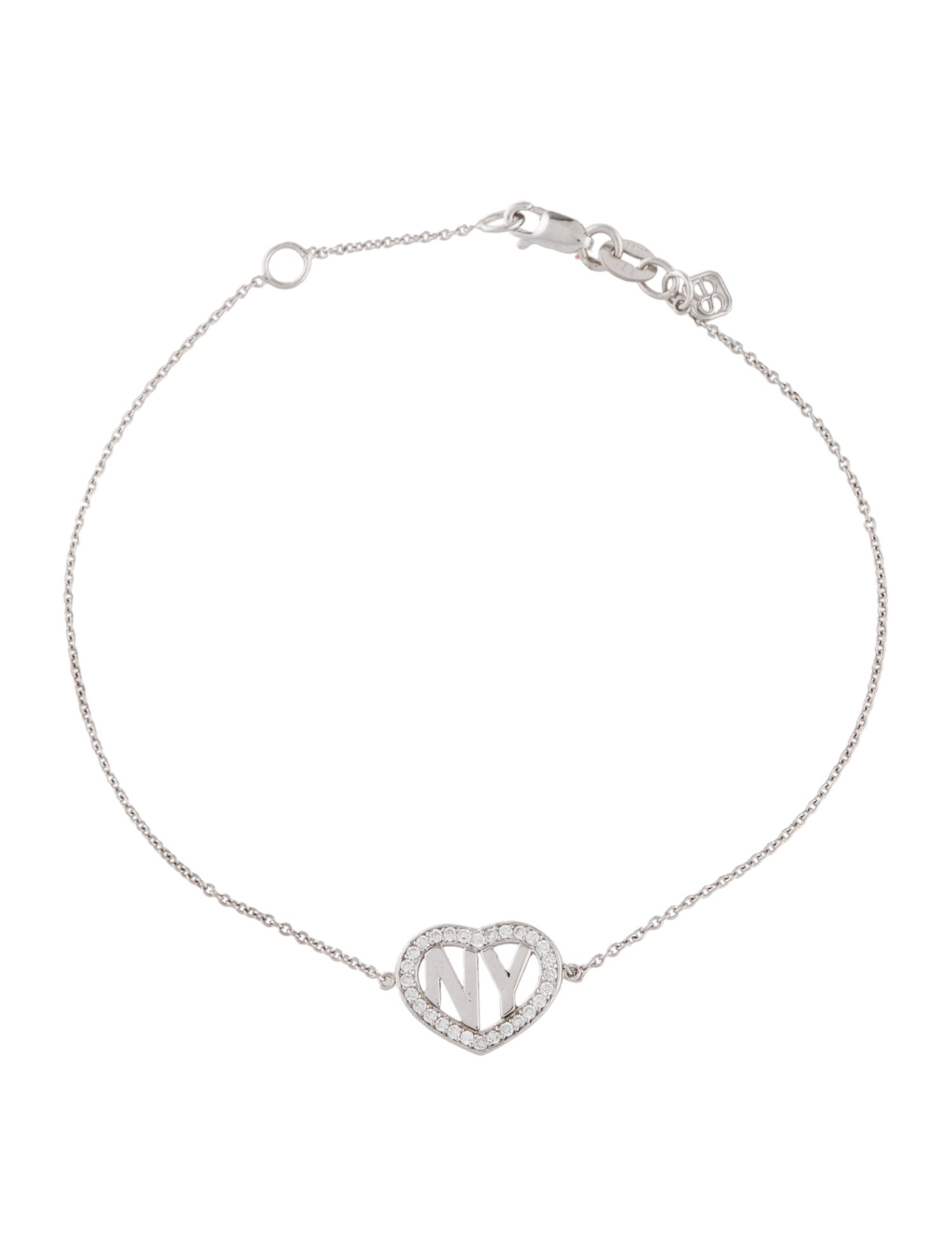 Sydney Evan 14K Diamond 'NY' Heart Charm Bracelet