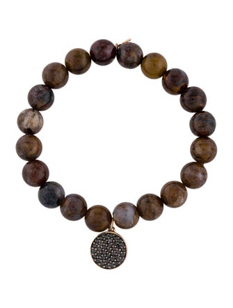 Sydney Evan 14K Jasper & Diamond Charm Bead Bracelet