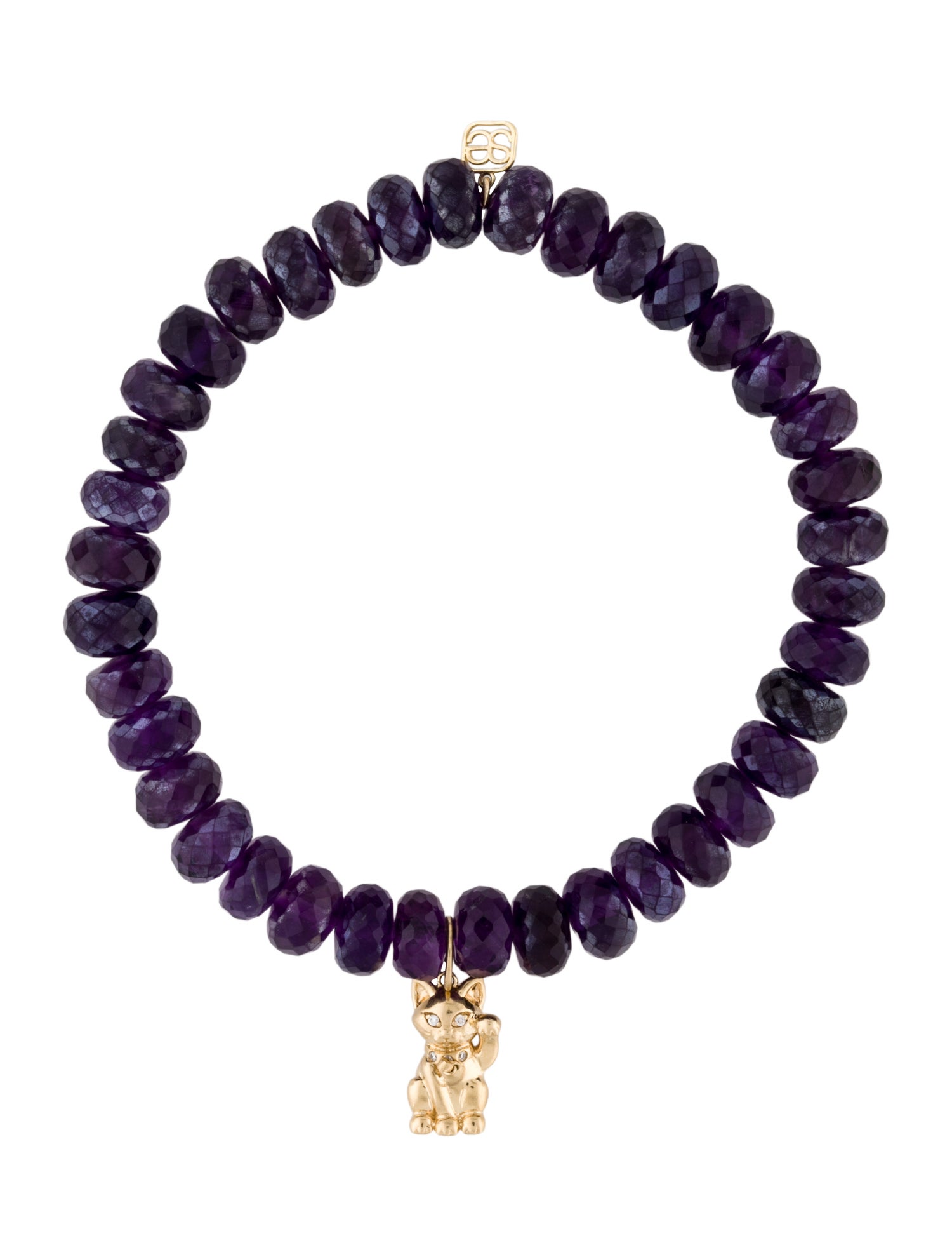 Sydney Evan 14K Amethyst & Diamond Bead Bracelet