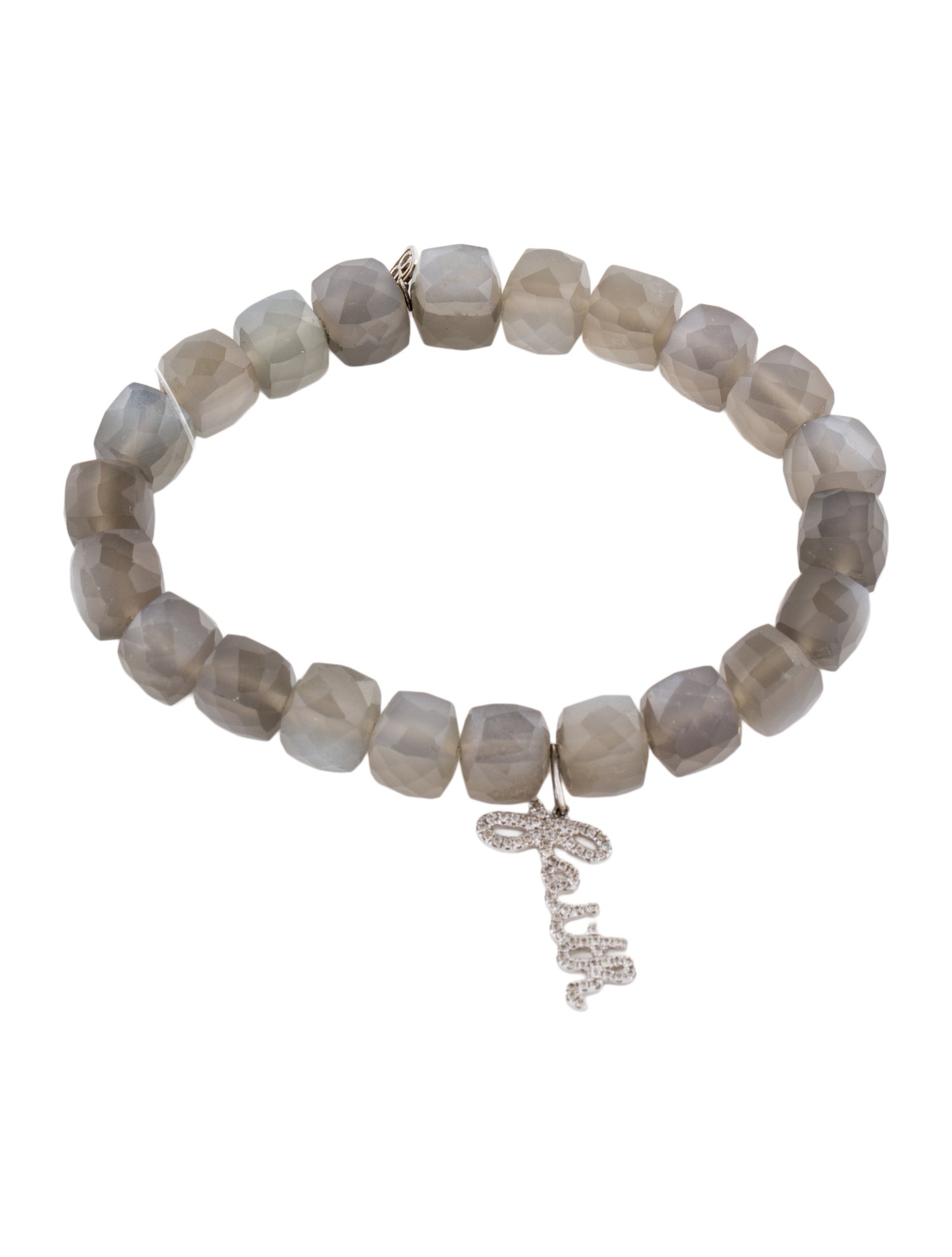 Sydney Evan Moonstone & Diamond 'Faith' Beaded Bracelet