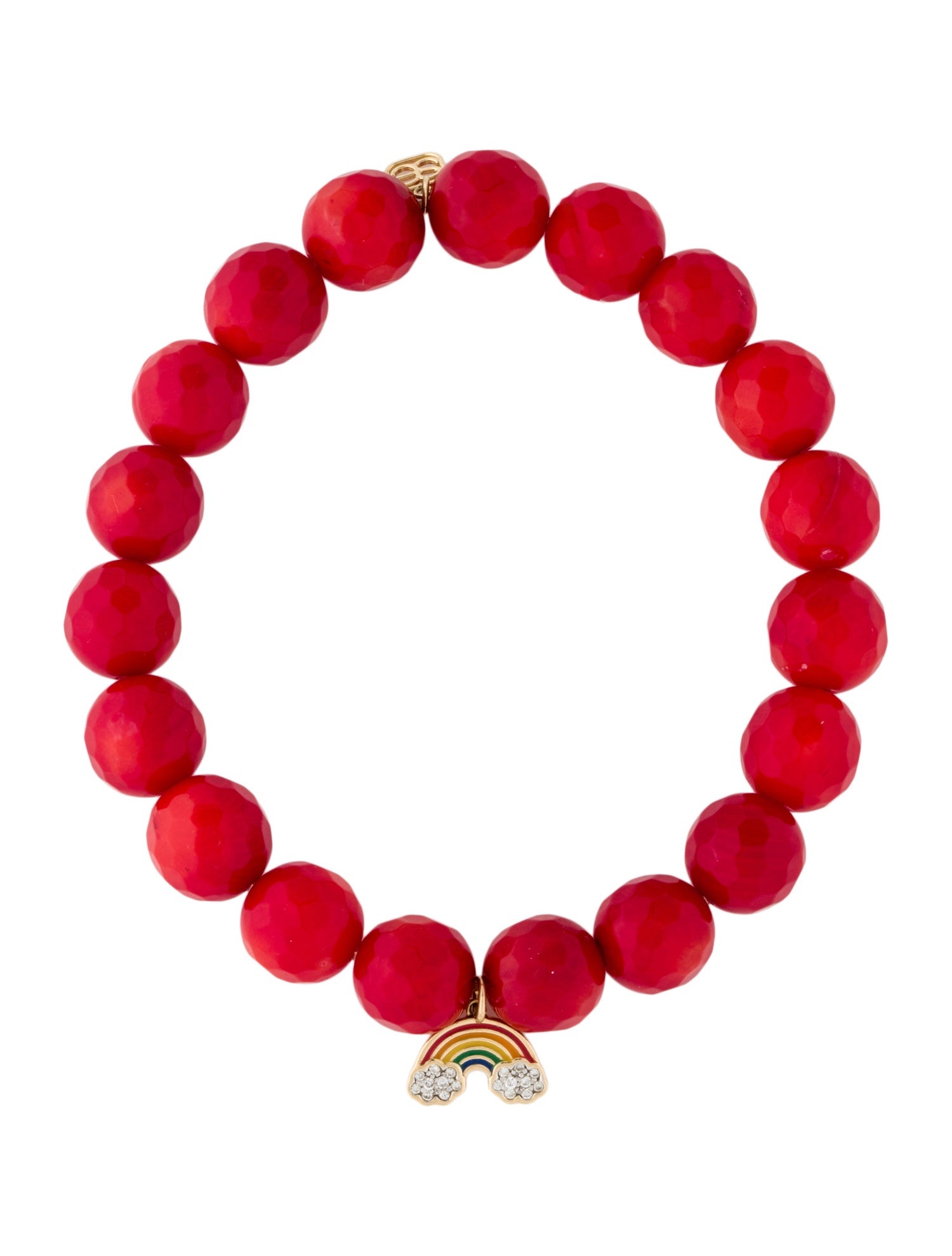 Sydney Evan Coral, Diamond & Enamel Beaded Rainbow Charm Bracelet
