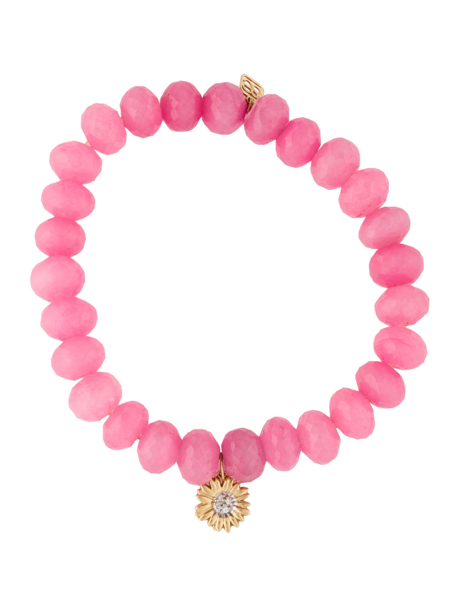 Sydney Evan 14K Dyed Quartzite & Diamond Flower Charm Beaded Bracelet