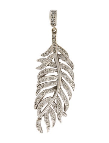 Sydney Evan Pendant Necklace 18K Diamond Feather