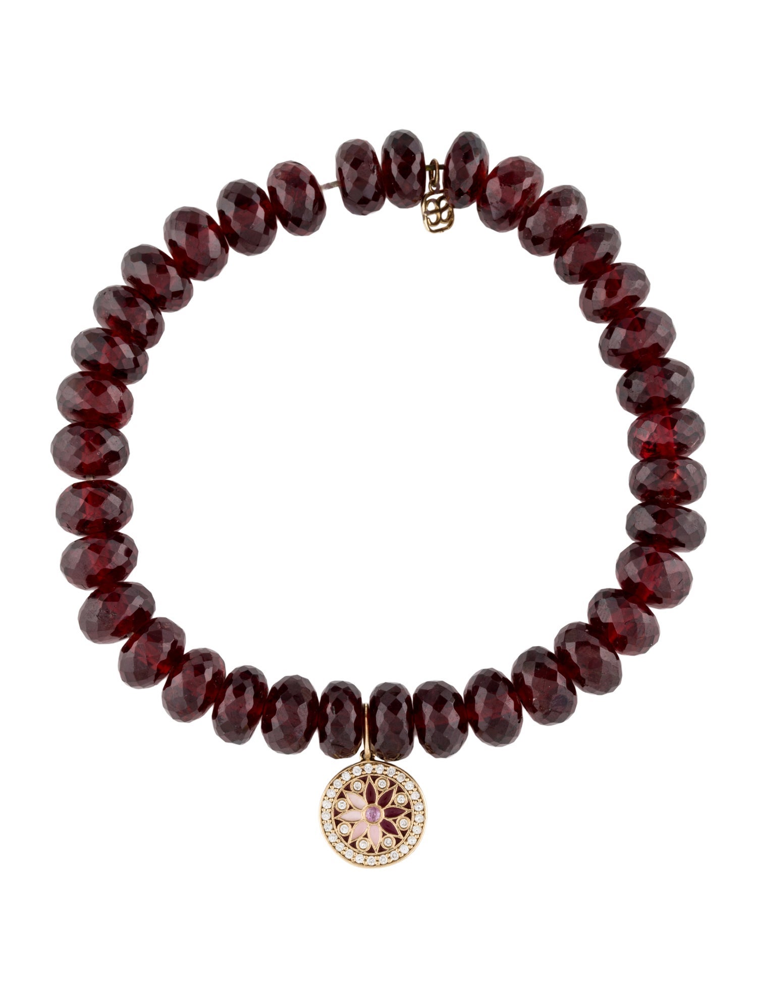 Sydney Evan 14K Diamond, Ruby, & Garnet Bead Bracelet