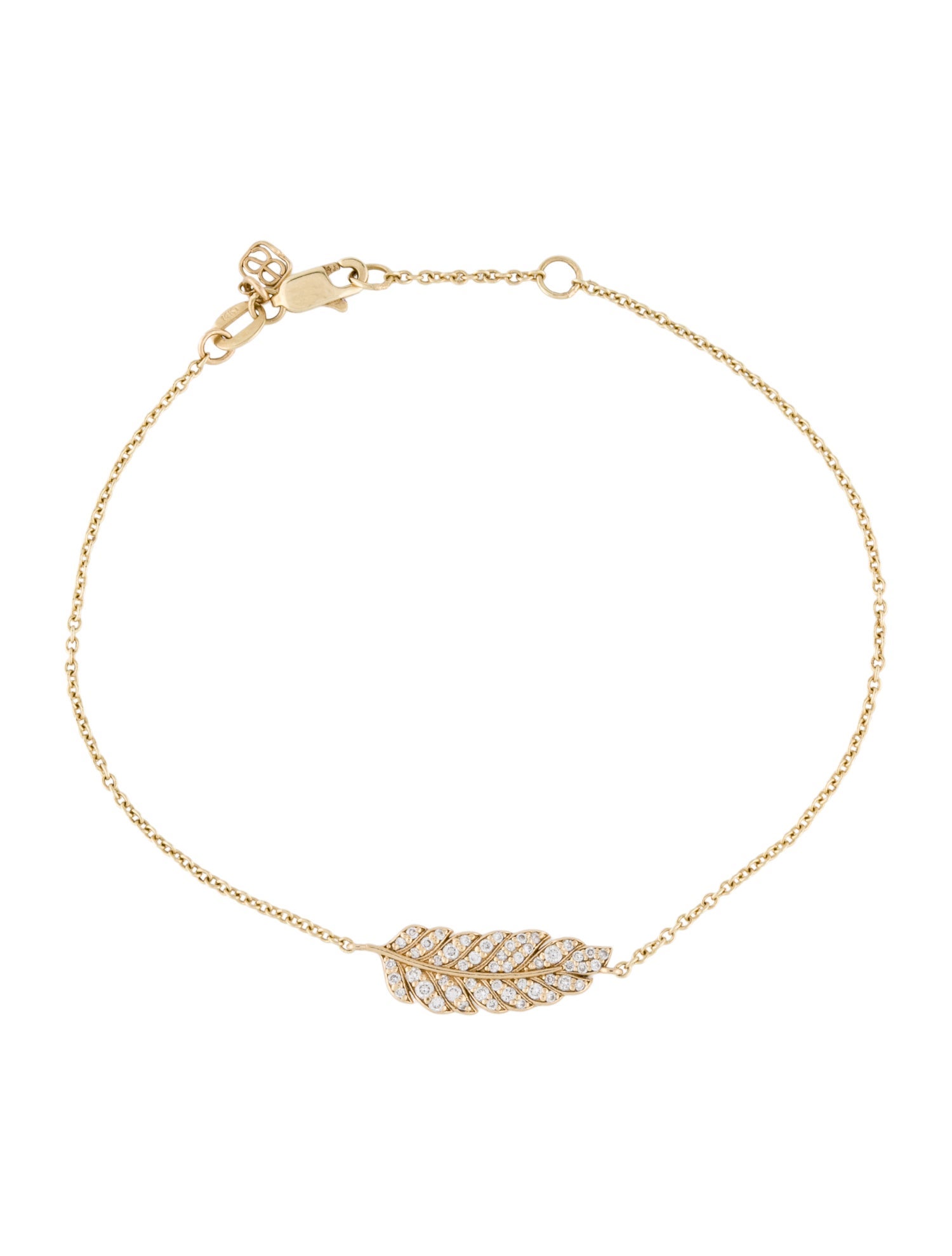 Sydney Evan 14K Diamond Feather Link Bracelet