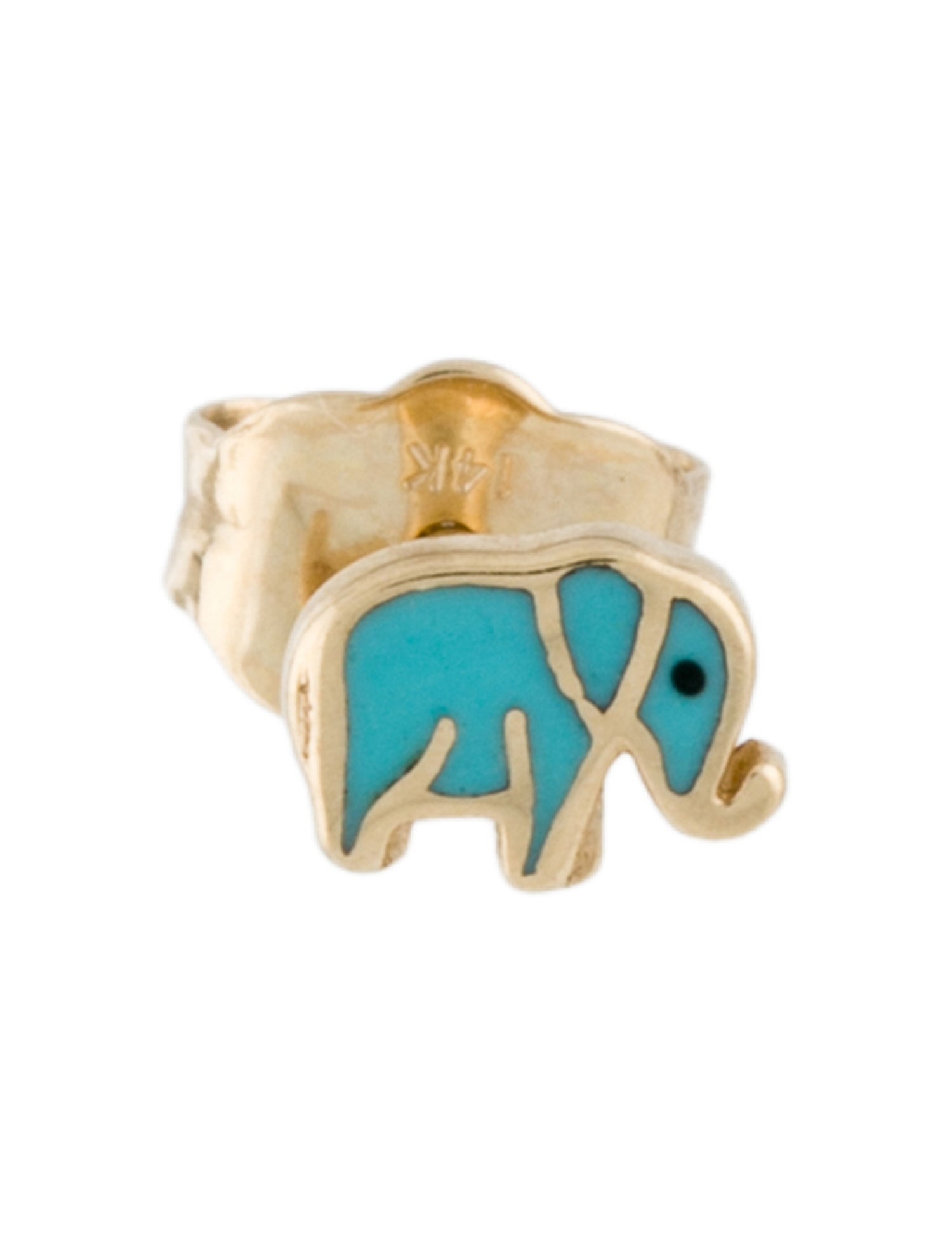 Sydney Evan 14K Enamel Mini Elephant Single Stud Earring